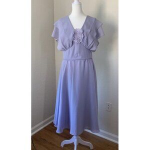 Vintage Lilac Dress Women's Size 14 Wedding Church USA Union Made
